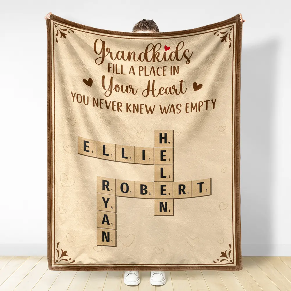 Crossword Grandkids Make Life Grand - Personalized Fleece Blanket, Sherpa Blanket - Image 3