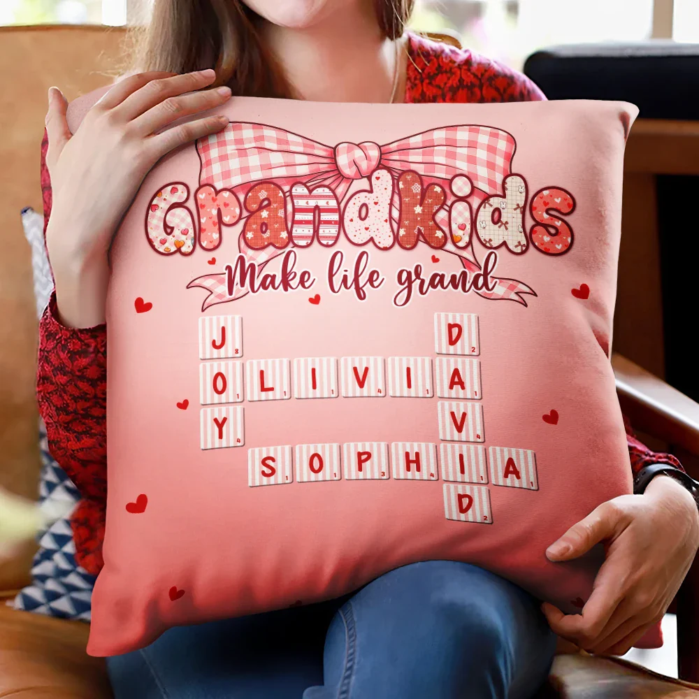 Crossword Grandkids Make Life Grand Preppy Coquette - Personalized Pillow - Image 2