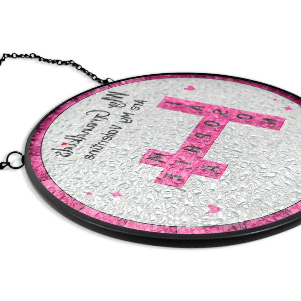 Crossword Grandkids Make Life More Grand - Personalized Stained Glass Window Hanging Suncatcher - Image 5