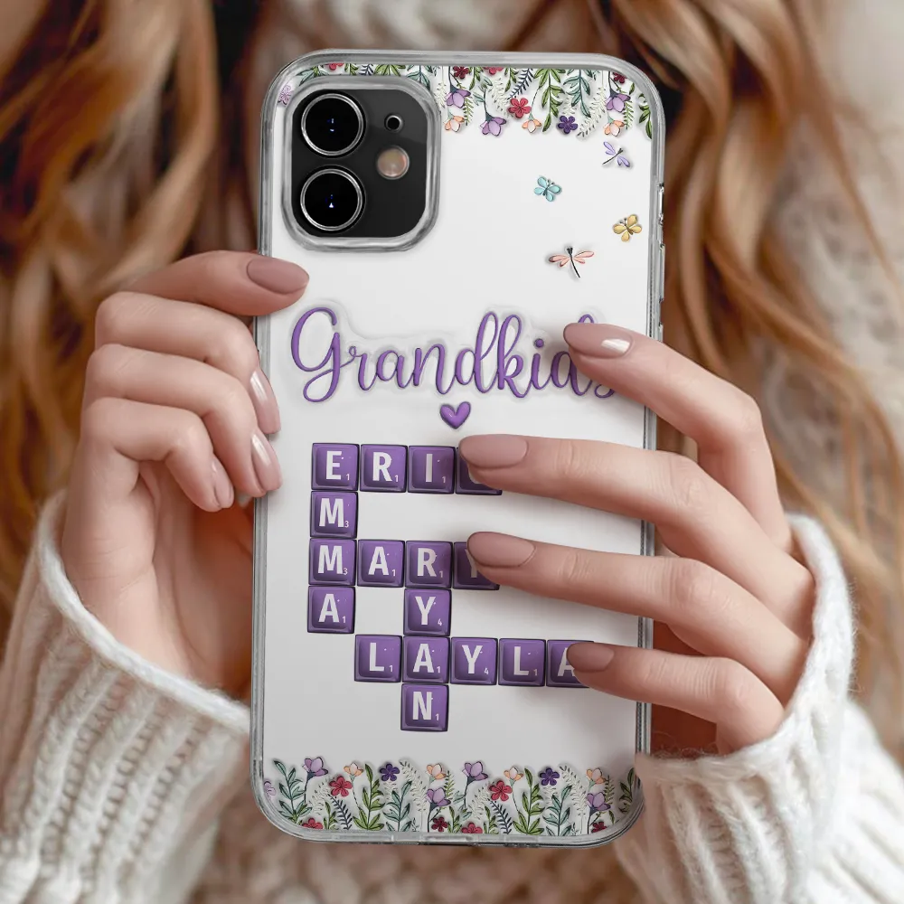 Crossword My Grandkids 3D Inflated Effect - Personalized Clear Phone Case - Image 3