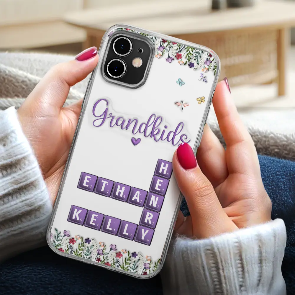 Crossword My Grandkids 3D Inflated Effect - Personalized Clear Phone Case - Image 4