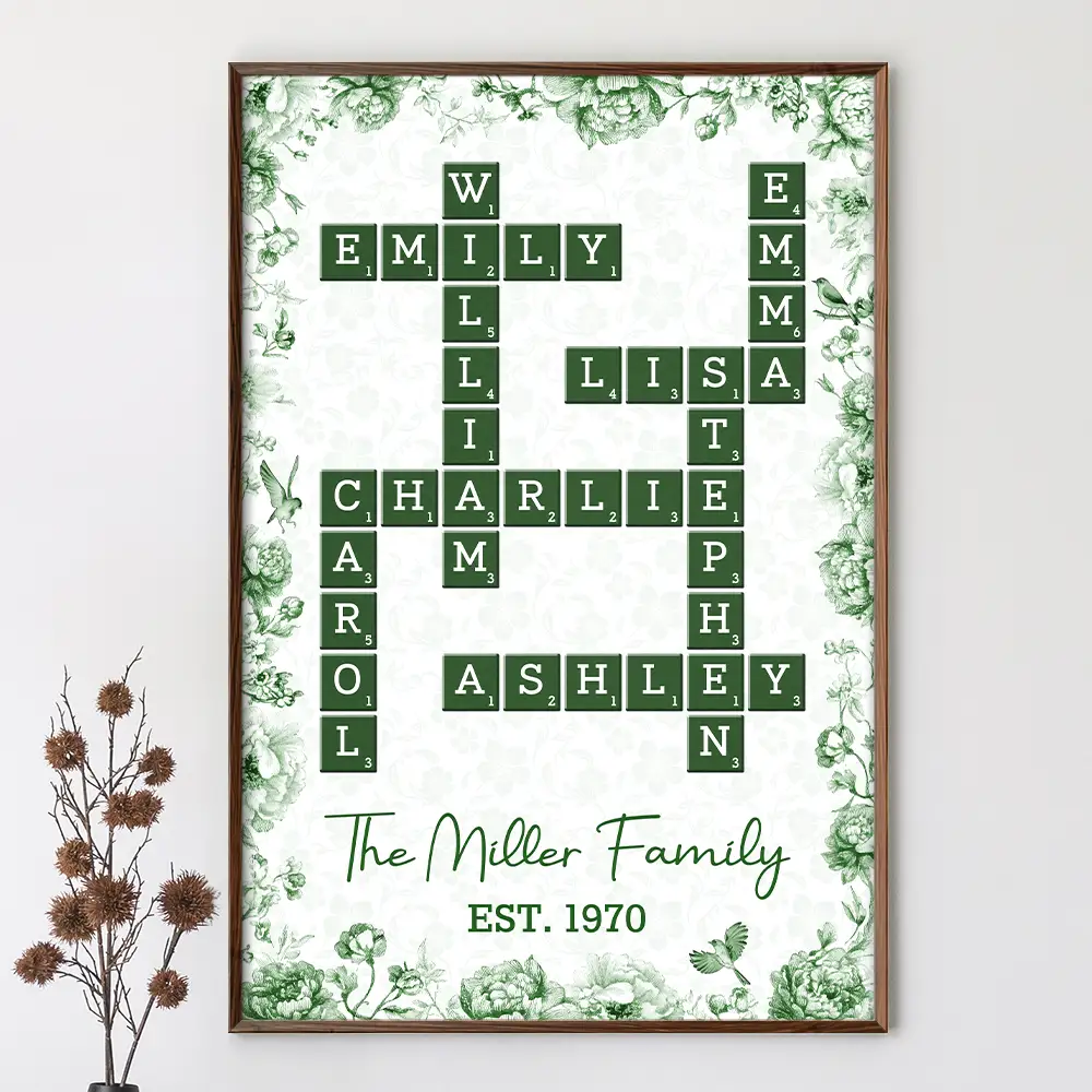 Crossword Our Family Toile De Jouy - Personalized Poster - Image 4