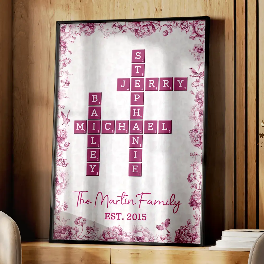 Crossword Our Family Toile De Jouy - Personalized Poster - Image 5