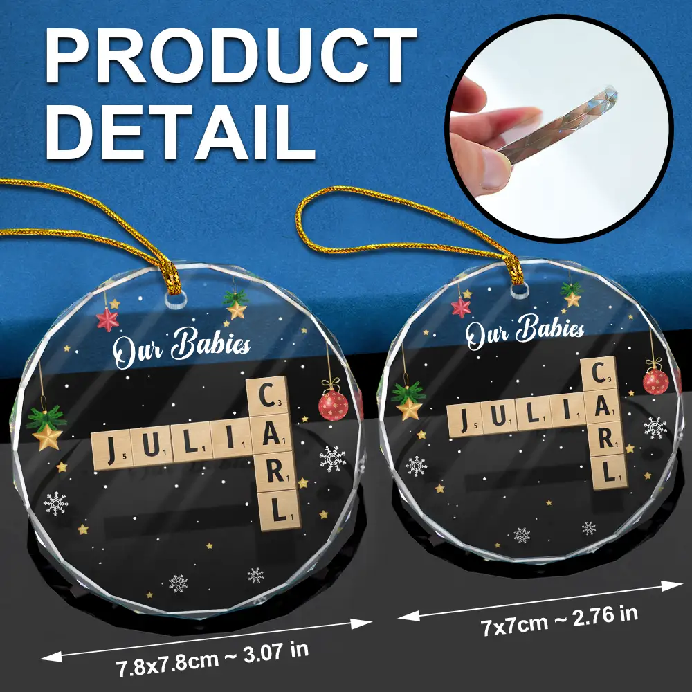 Crossword Our Grandkids - Personalized Circle Glass Ornament - Image 7