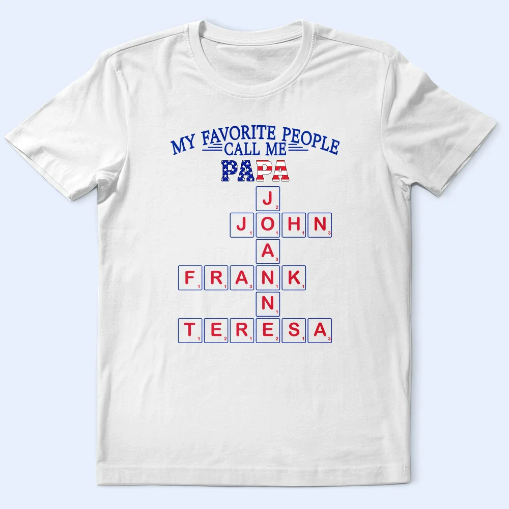 Crossword Stars And Stripes My Favorite People Call Me Papa - Personalized T Shirt - Image 3