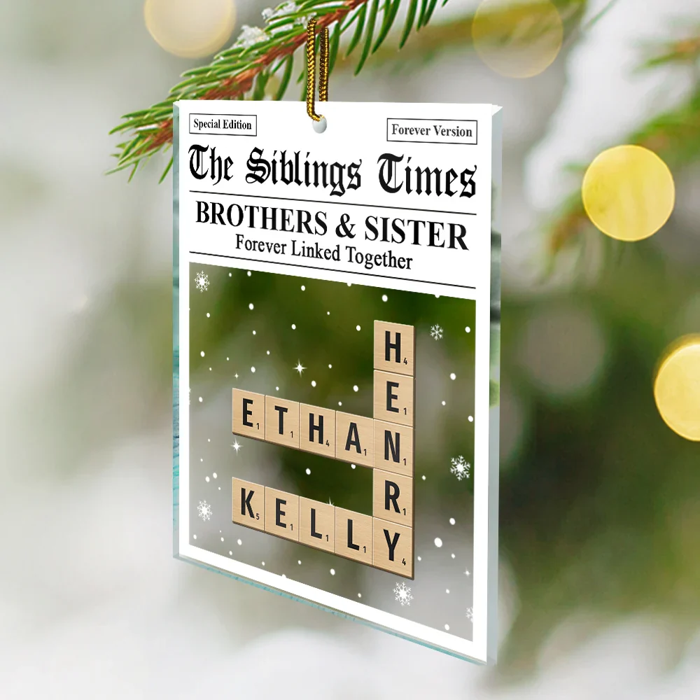 Crossword The Siblings Times - Personalized Custom Shaped Acrylic Ornament - Image 2