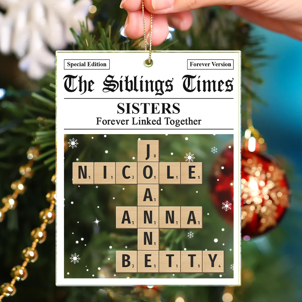 Crossword The Siblings Times - Personalized Custom Shaped Acrylic Ornament - Image 4