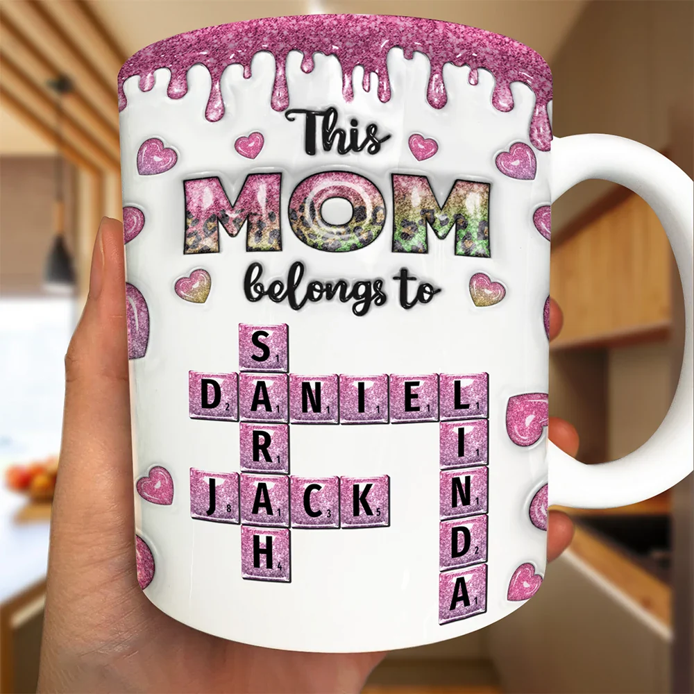 Crossword This Mom Grandma Belongs To - Personalized White Edge-to-Edge Mug