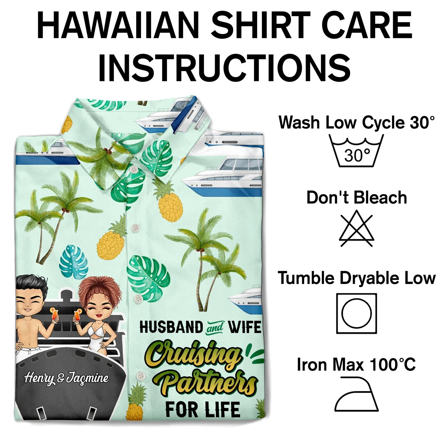 Cruising Couple Partners For Life - Gift For Couples - Personalized Custom Hawaiian Shirt - Image 5