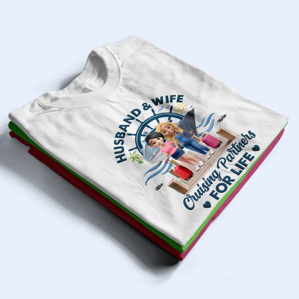 Cruising Partners For Life 3D Effect Couple - Personalized T Shirt - Image 2