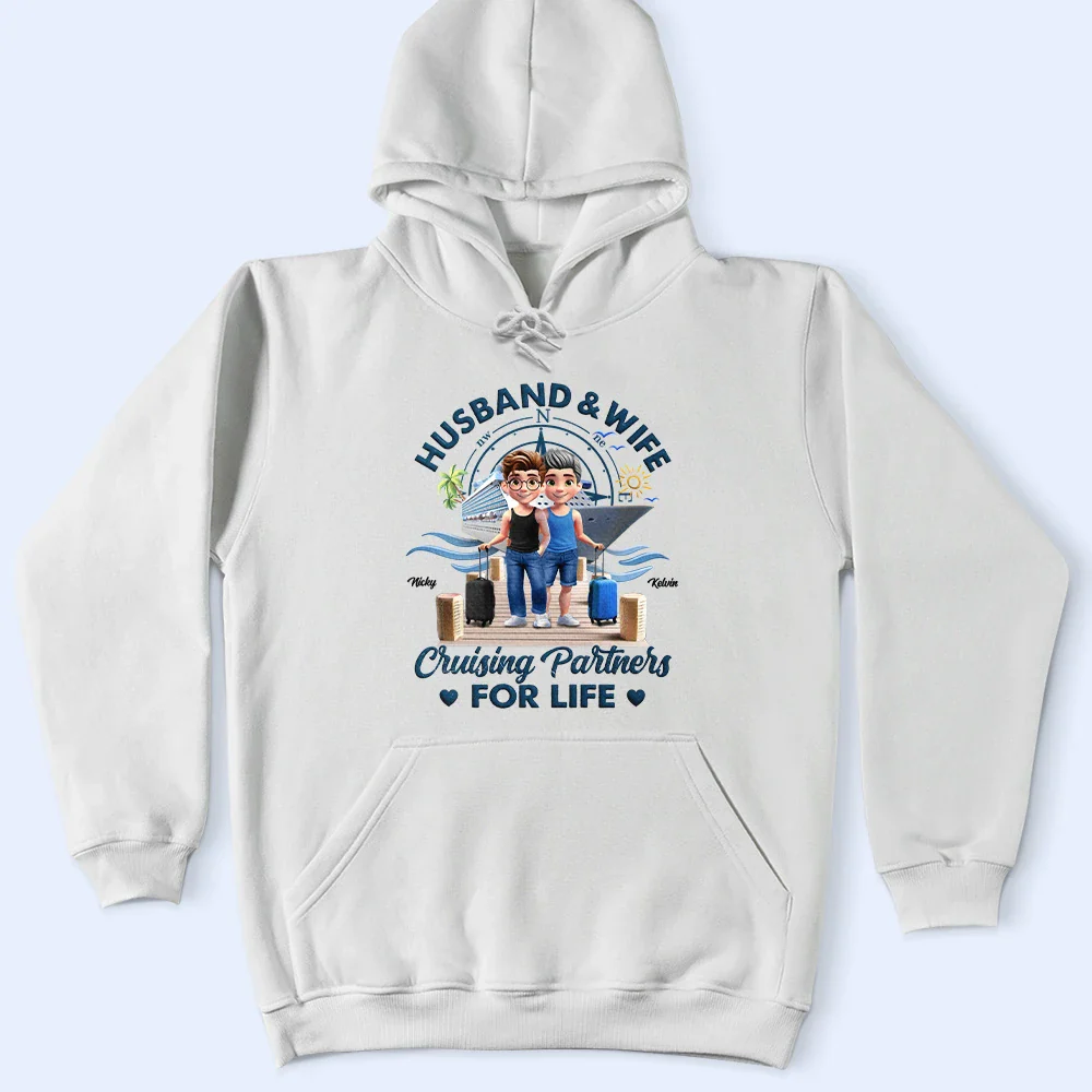 Cruising Partners For Life 3D Effect Couple - Personalized T Shirt - Image 4