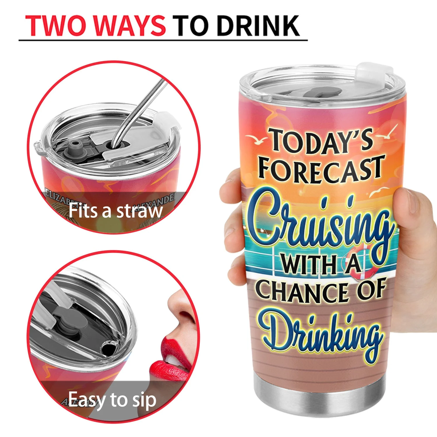 Cruising Through Life One Port At A Time Beach Cruise - Traveling, Vacation, Anniversary, Birthday Gift For Besties - Personalized Tumbler - Image 4