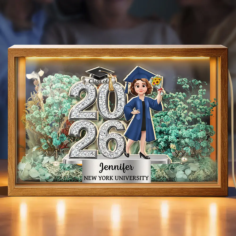 Crystal Effect Graduation Man Woman - Personalized Flower Light Box