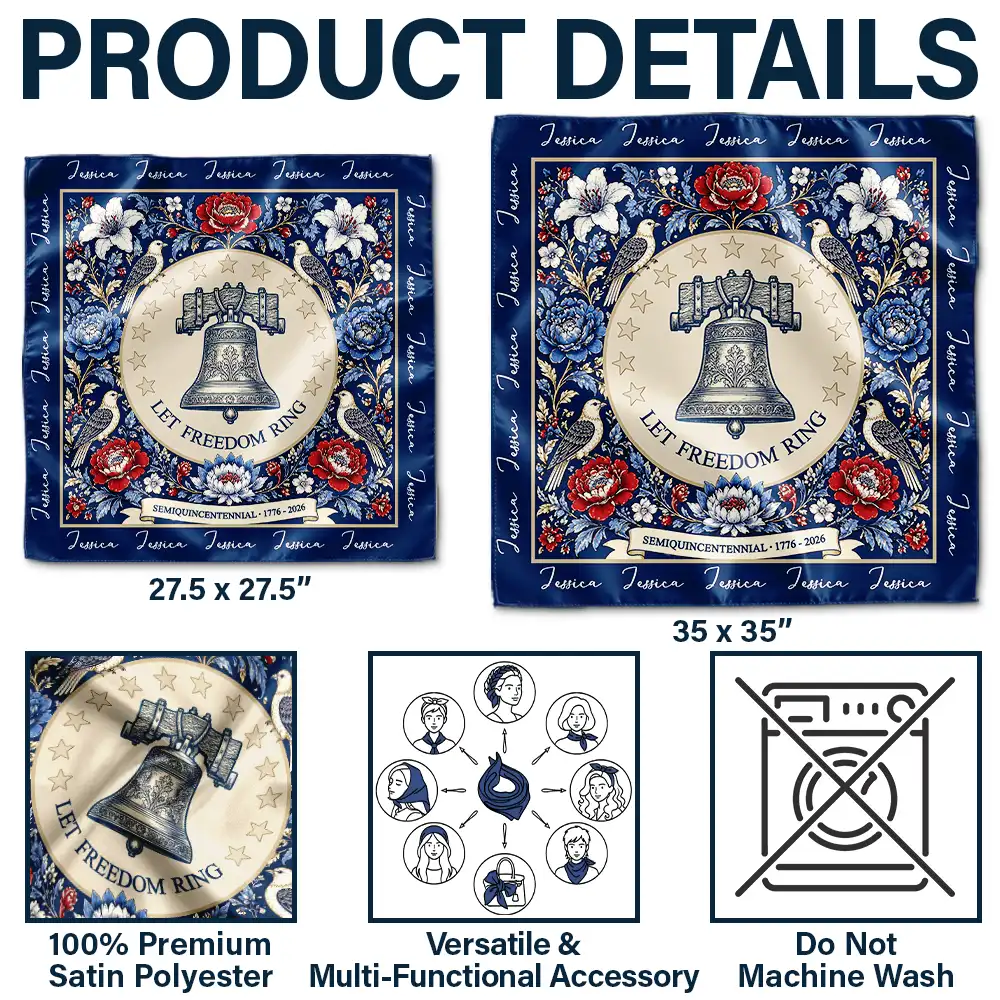 Custom Let Freedom Ring Floral USA - Personalized Scarf - Image 4