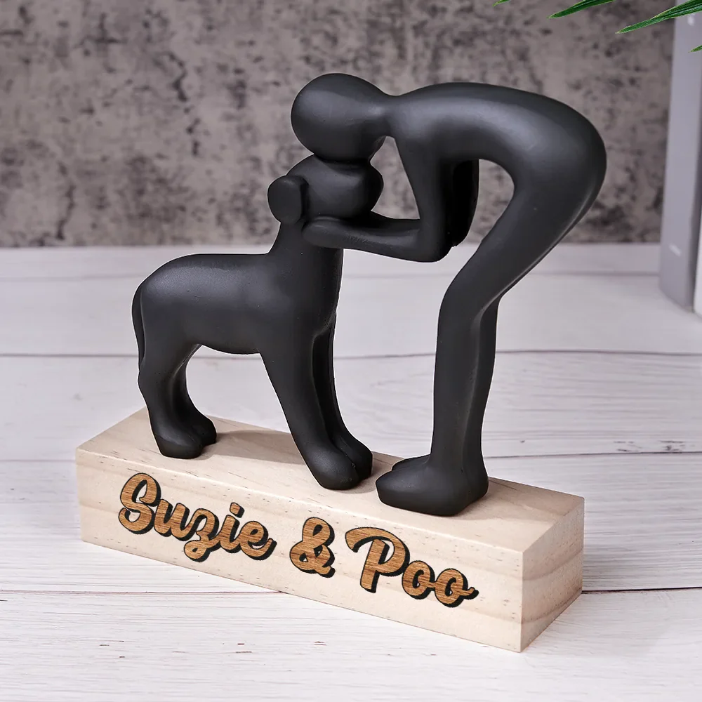 Custom Name Aesthetic Hugging Pose Statue Memorial - Personalized Dog Sculpture - Image 4