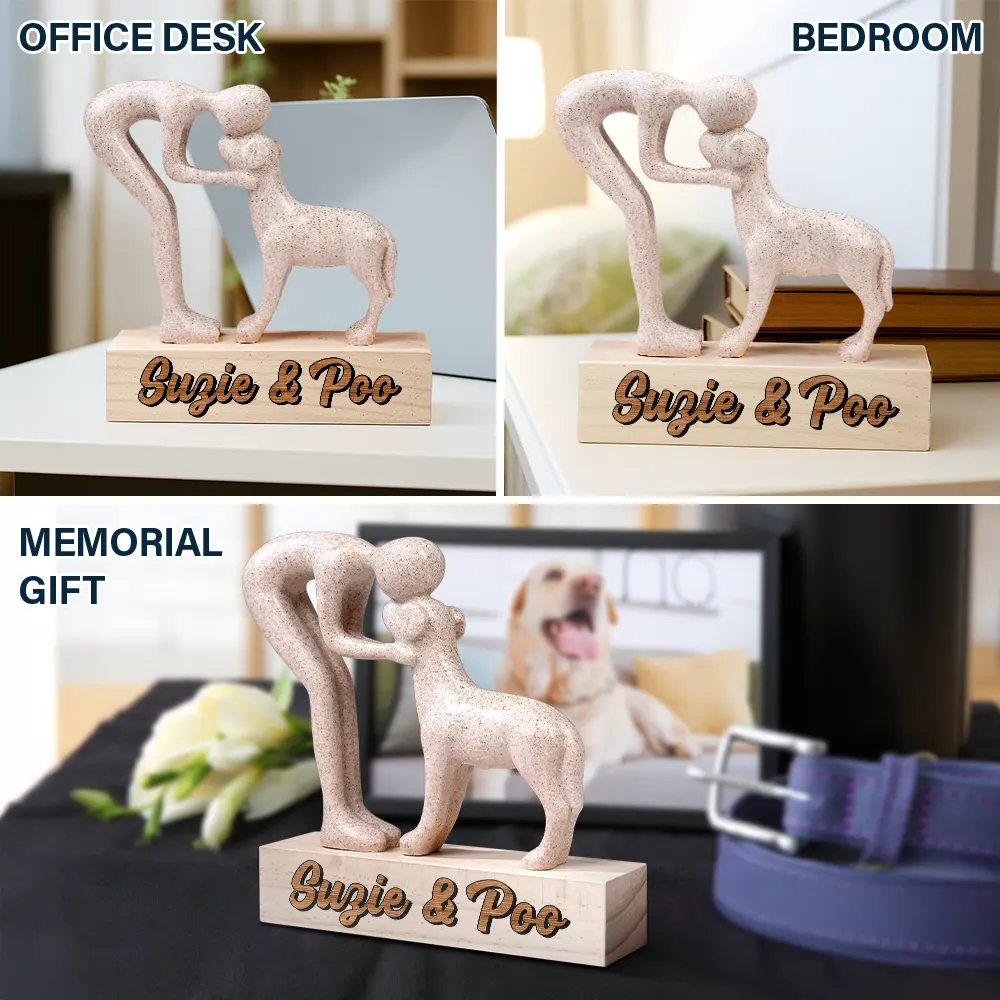 Custom Name Aesthetic Hugging Pose Statue Memorial - Personalized Dog Sculpture - Image 7