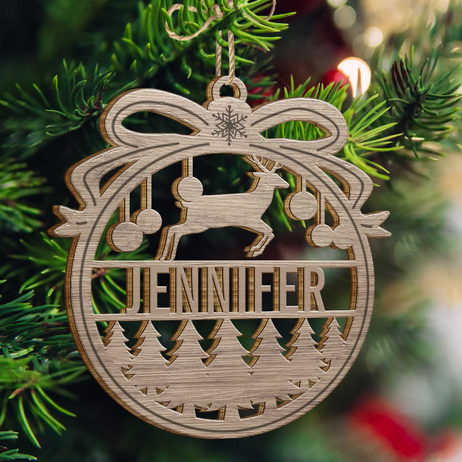 Custom Name Christmas Bauble - Gift For Family - Personalized Wooden Cutout Ornament - Image 3