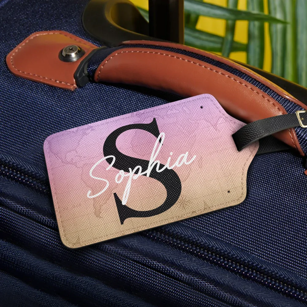 Custom Name Monogram World Map - Personalized Luggage Tag - Image 2