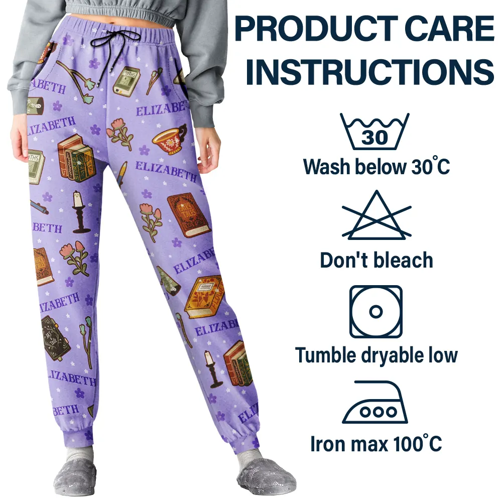 Custom Name Reading Book Lover Books Pattern - Personalized Pajama Pants - Image 5