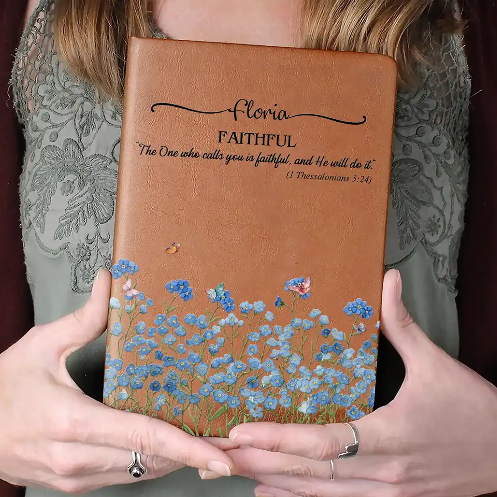 Custom Name With Bible Verse And Birth Month Flower - Personalized Leather Journal - Image 4