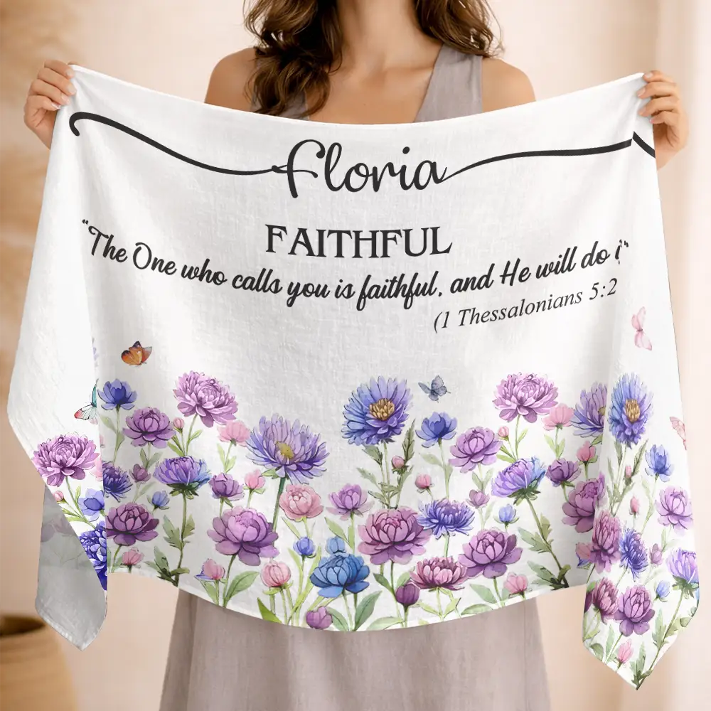 Custom Name With Bible Verse And Birth Month Flower - Personalized Lightweight Soft Shawl - Image 2