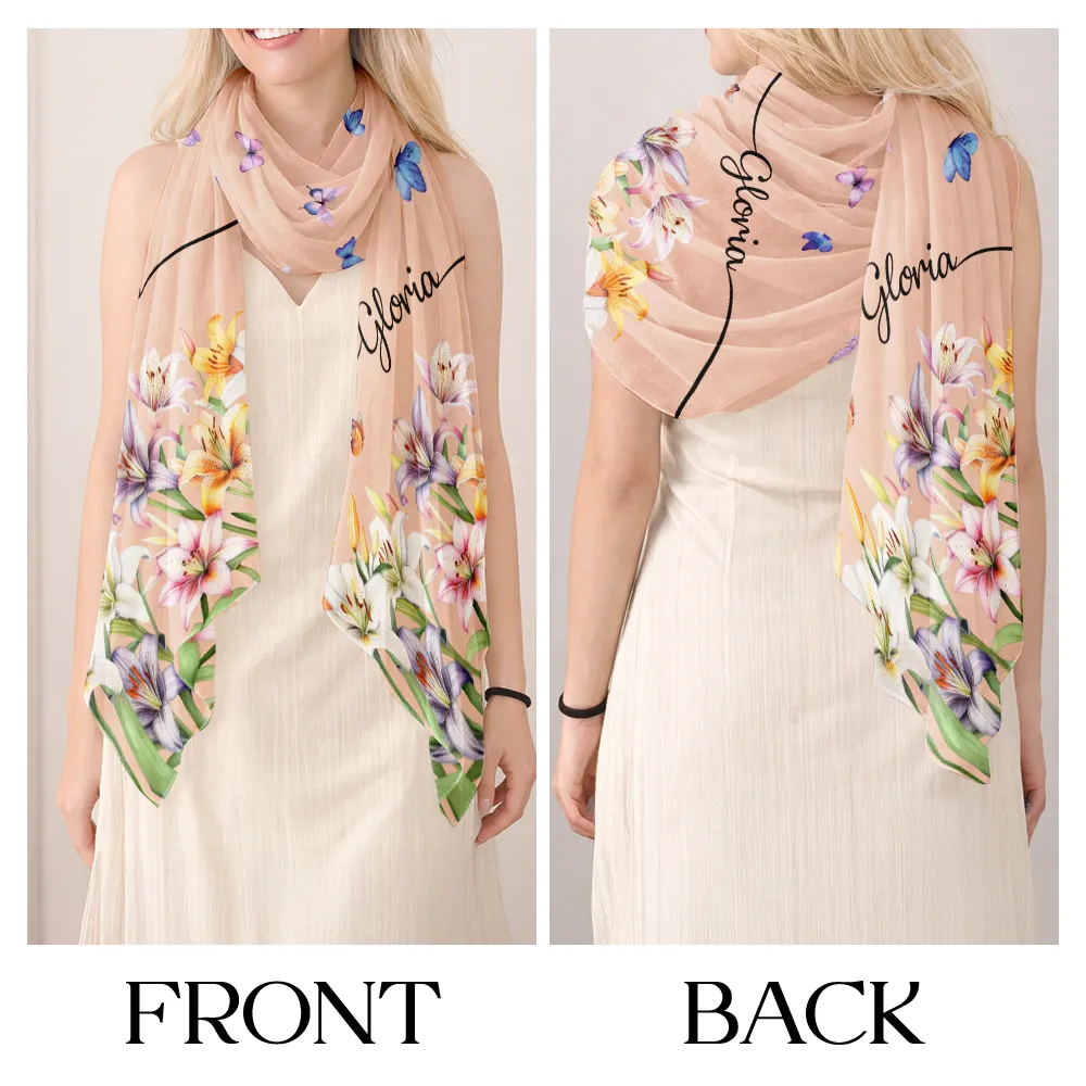 Custom Name With Birth Month Flower - Personalized Lightweight Soft Shawl - Image 4