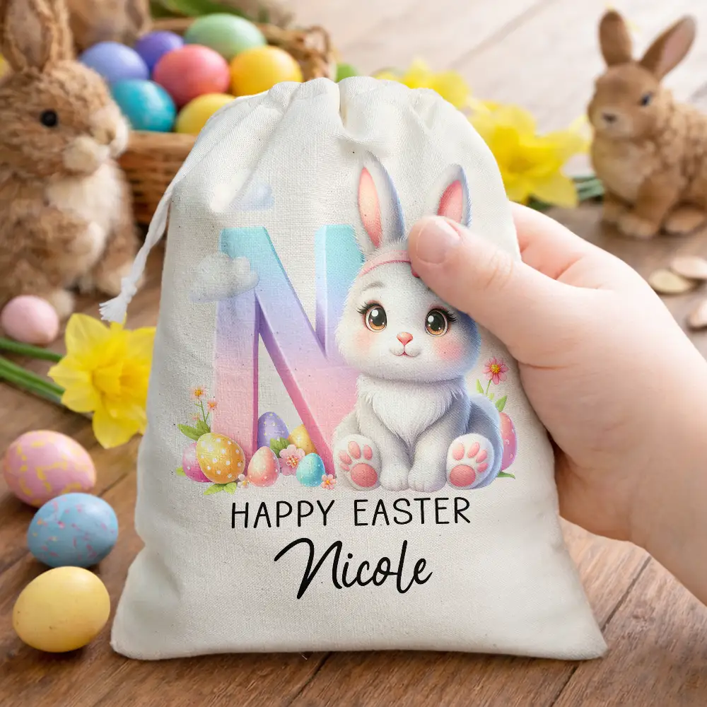Custom Name With Easter Bunny Alphabet Letters - Personalized Favor Bag - Image 2