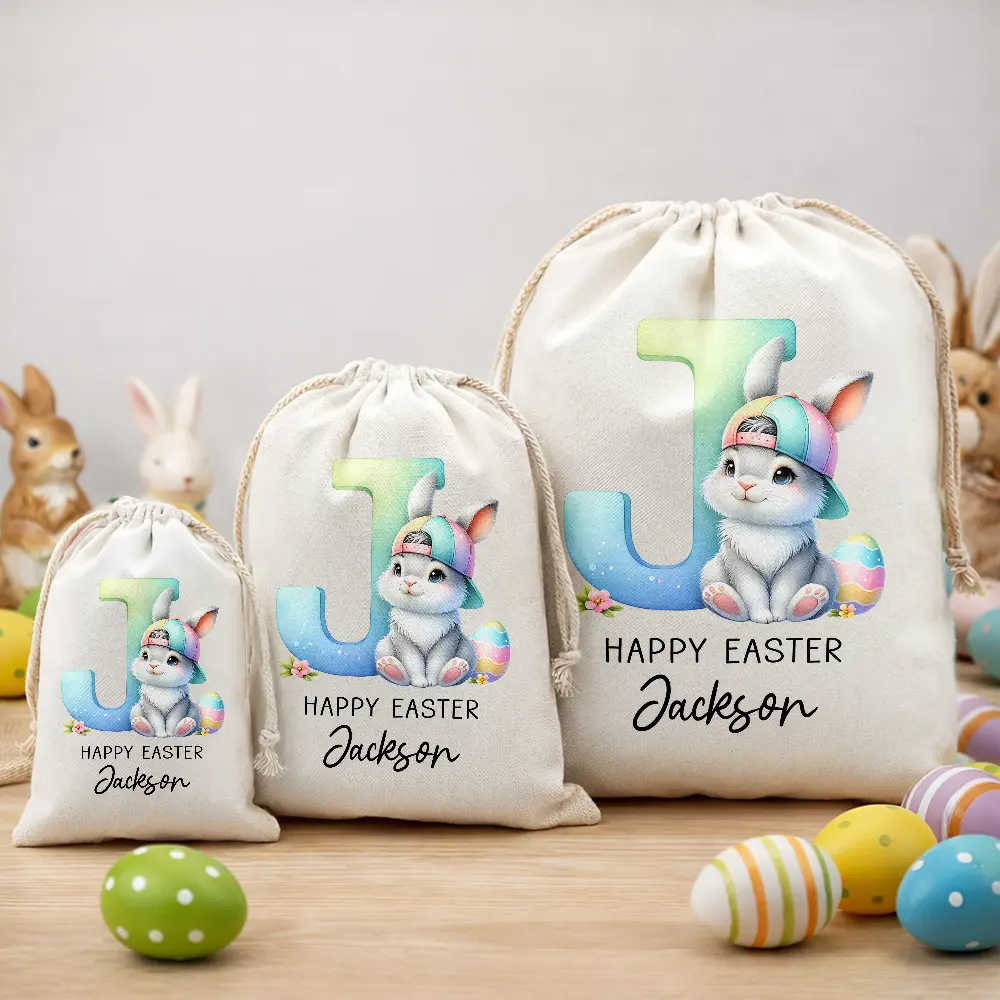 Custom Name With Easter Bunny Alphabet Letters - Personalized Favor Bag - Image 3