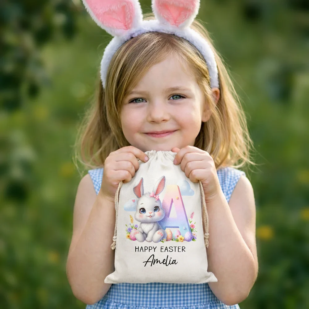 Custom Name With Easter Bunny Alphabet Letters - Personalized Favor Bag - Image 5