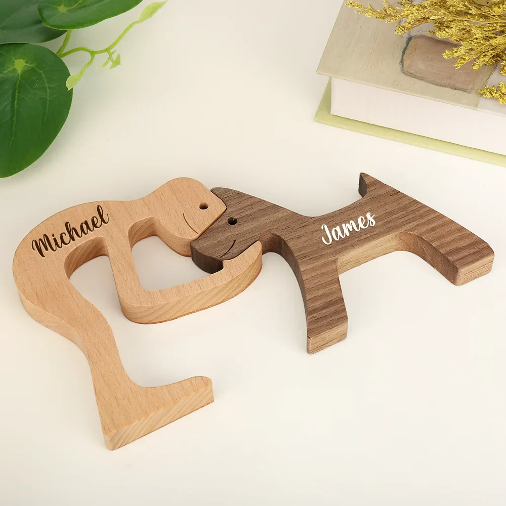 Custom Name Wooden Pet Carvings Carved Wood Decor Dog Lover - Personalized Wood Sculpture Table Ornament - Image 4