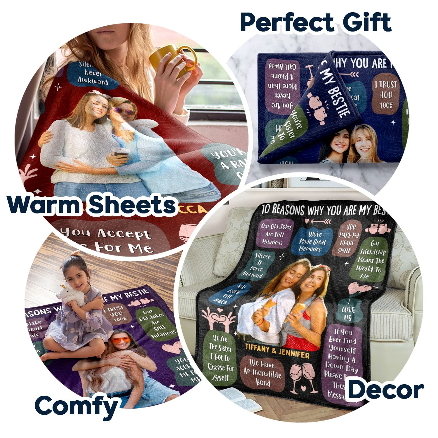 Custom Photo 10 Reasons Why You Are My Bestie - Holiday, Birthday, Loving Gift For Friends, Colleagues - Personalized Fleece Blanket - Image 7