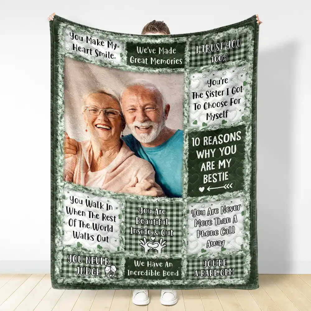Custom Photo 10 Reasons Why You Are My Bestie - Personalized Fleece Blanket, Sherpa Blanket - Image 3