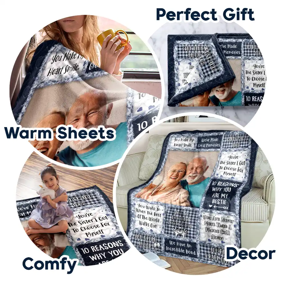 Custom Photo 10 Reasons Why You Are My Bestie - Personalized Fleece Blanket, Sherpa Blanket - Image 7