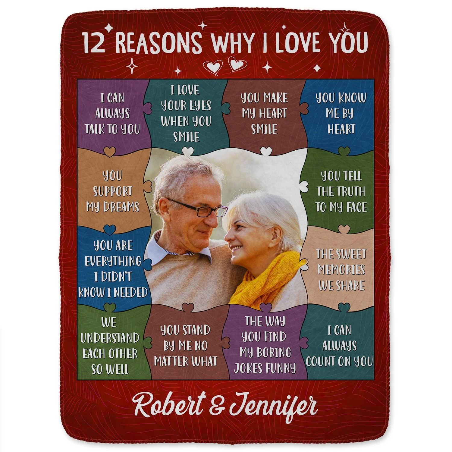 Custom Photo 12 Reasons Why I Love You - Birthday, Anniversary Gift For Spouse, Husband, Wife, Couple - Personalized Fleece Blanket - Image 2