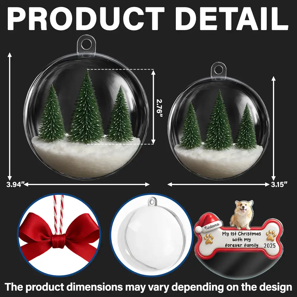 Custom Photo 1st Christmas With Forever Family - Personalized 3D Acrylic Ball Ornament - Image 3