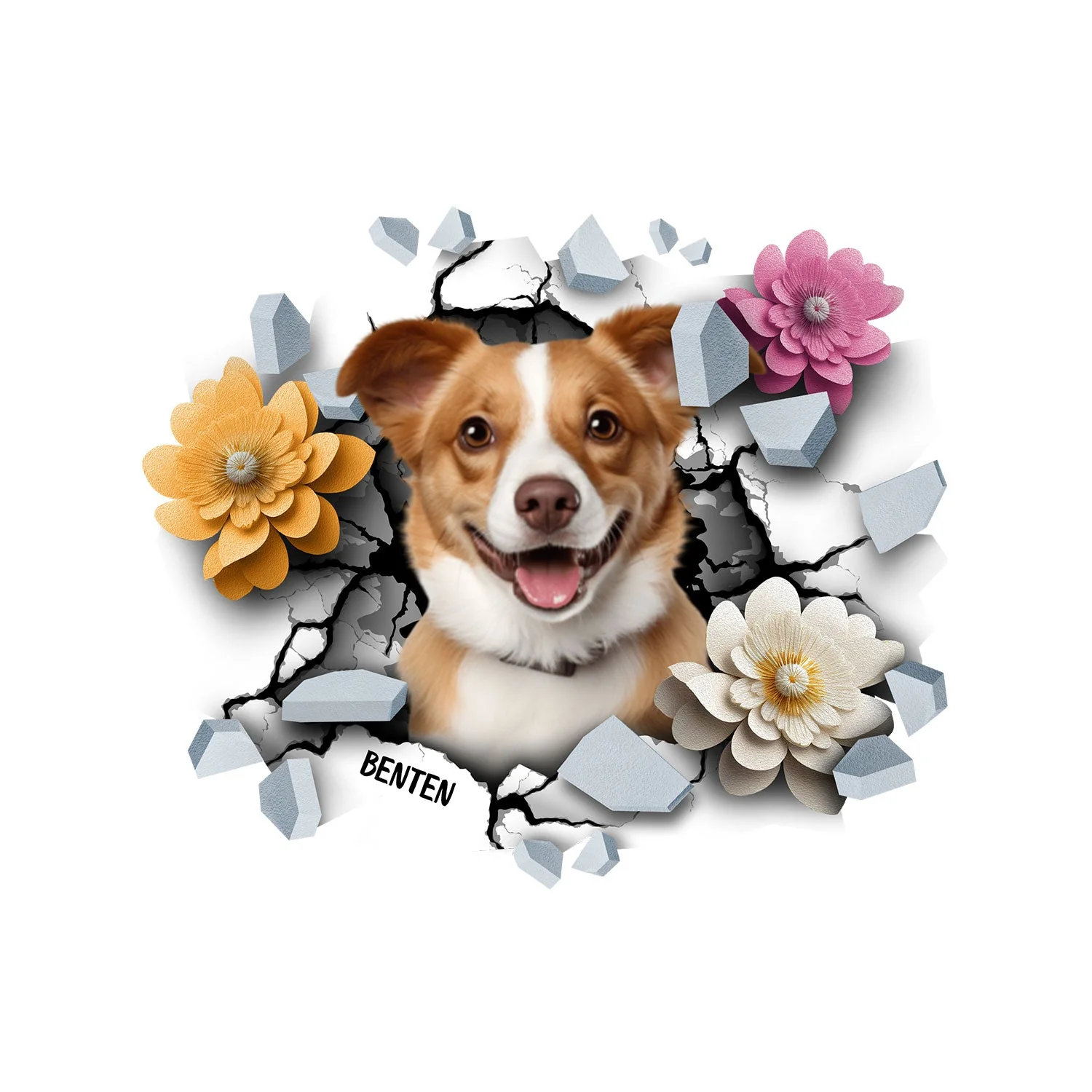 Custom Photo 3D Cracked Pet Face - Gift For Dog Lovers - Personalized Decor Decal - Image 3