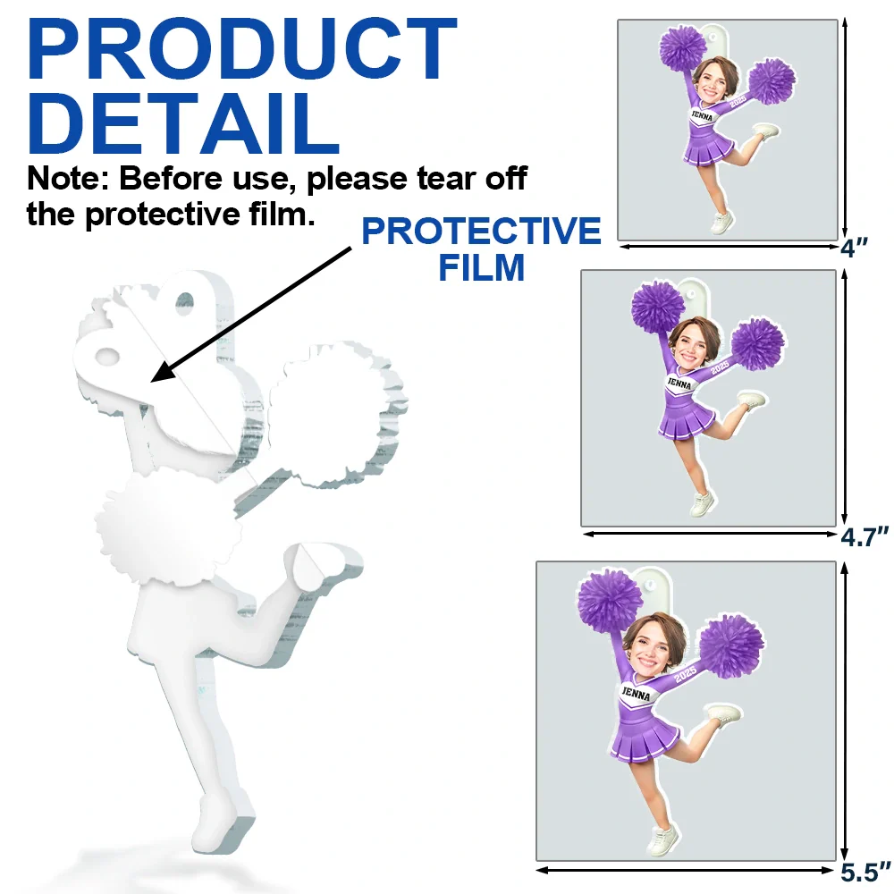Custom Photo 3D Effect Cheerleader - Personalized Custom Shaped Acrylic Ornament - Image 7