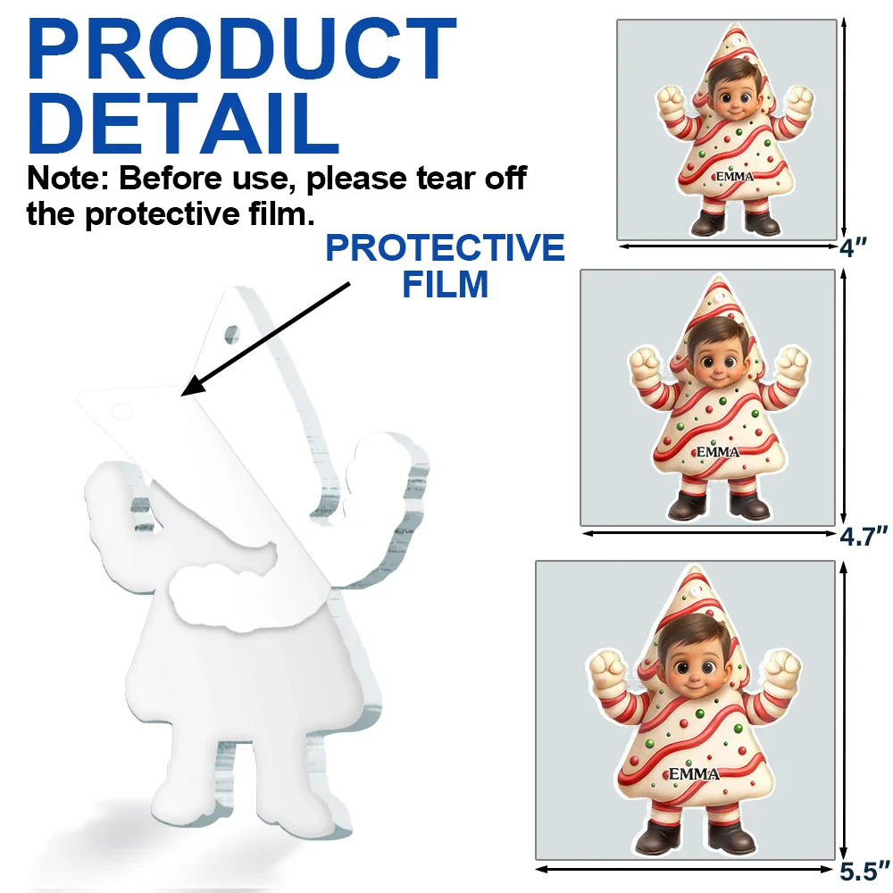 Custom Photo 3D Effect Face Art Funny Baby Kid - Personalized Custom Shaped Acrylic Ornament - Image 7