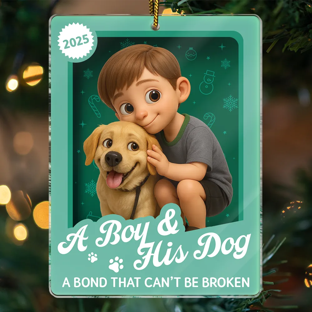 Custom Photo 3D Effect Figure Art A Girl & Her Dogs Unbreakable Bond - Personalized Custom Shaped Acrylic Ornament - Image 3