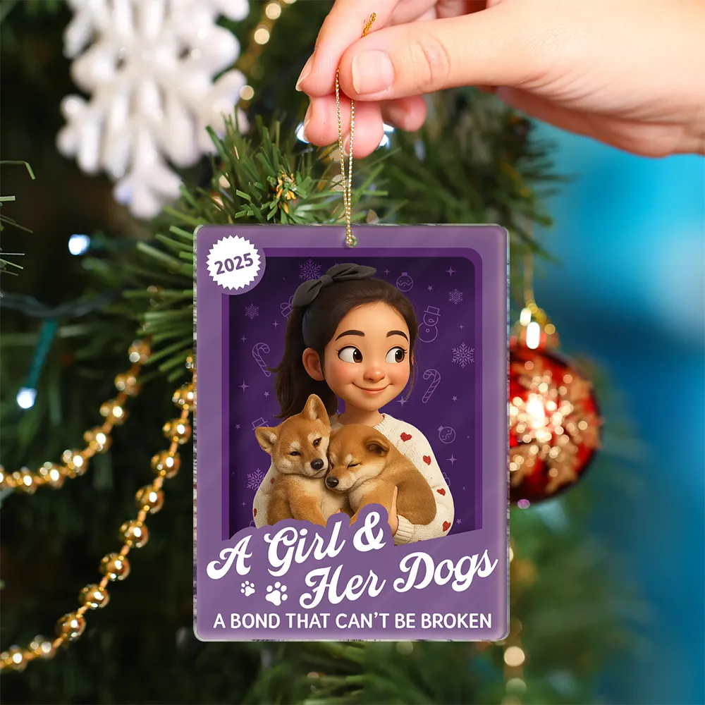 Custom Photo 3D Effect Figure Art A Girl & Her Dogs Unbreakable Bond - Personalized Custom Shaped Acrylic Ornament - Image 4