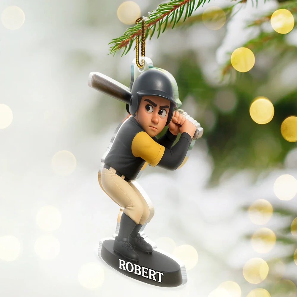 Custom Photo 3D Effect Figure Art Baseball Lover - Personalized Custom Shaped Acrylic Ornament - Image 2