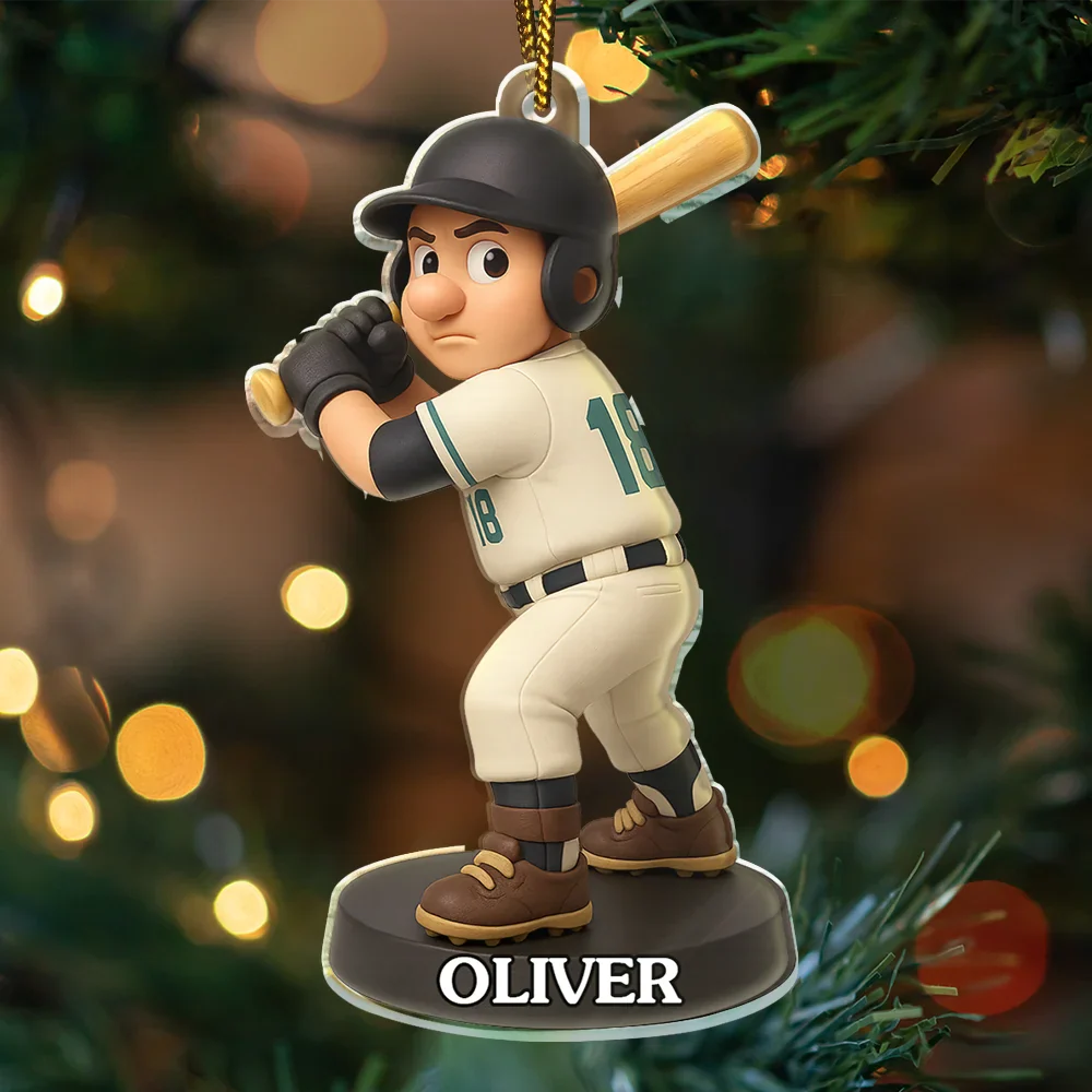 Custom Photo 3D Effect Figure Art Baseball Lover - Personalized Custom Shaped Acrylic Ornament - Image 3