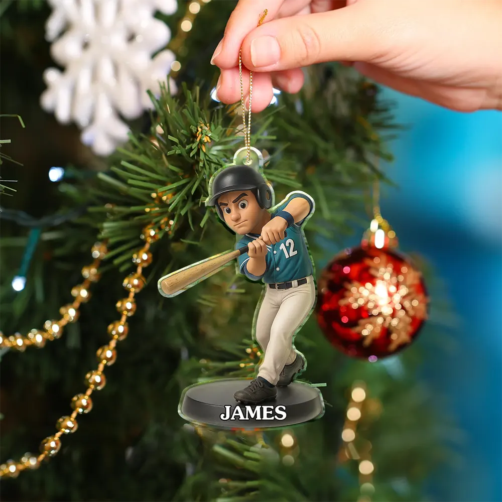Custom Photo 3D Effect Figure Art Baseball Lover - Personalized Custom Shaped Acrylic Ornament - Image 4