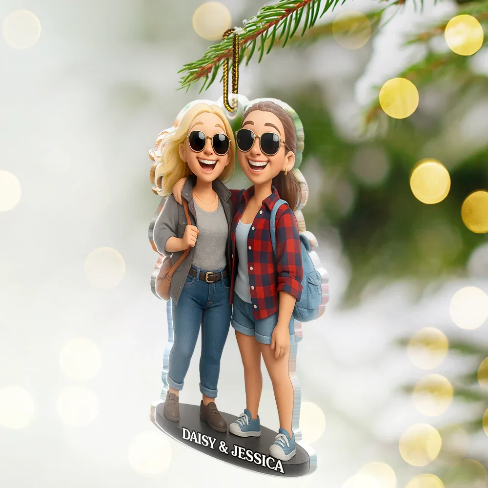 Custom Photo 3D Effect Figure Art Besties - Personalized Custom Shaped Acrylic Ornament - Image 2