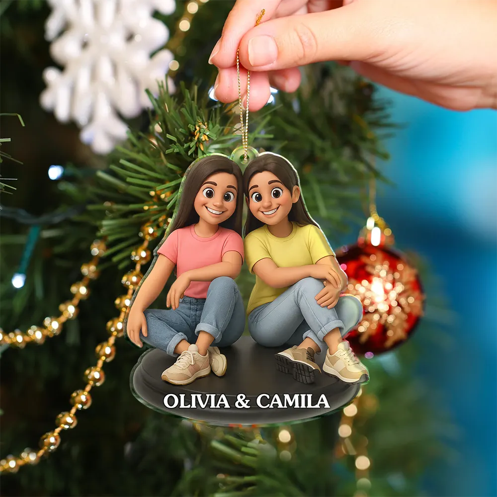 Custom Photo 3D Effect Figure Art Besties - Personalized Custom Shaped Acrylic Ornament - Image 4