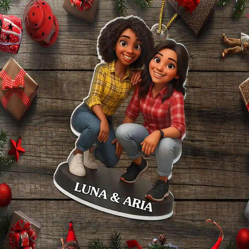Custom Photo 3D Effect Figure Art Besties - Personalized Custom Shaped Acrylic Ornament - Image 5