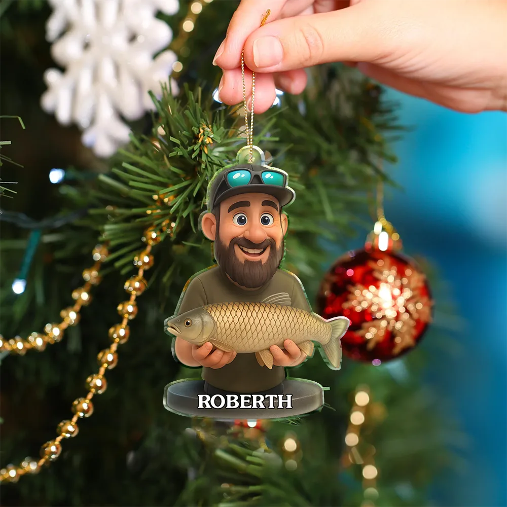 Custom Photo 3D Effect Figure Art Fishing Fisherman - Personalized Custom Shaped Acrylic Ornament - Image 4