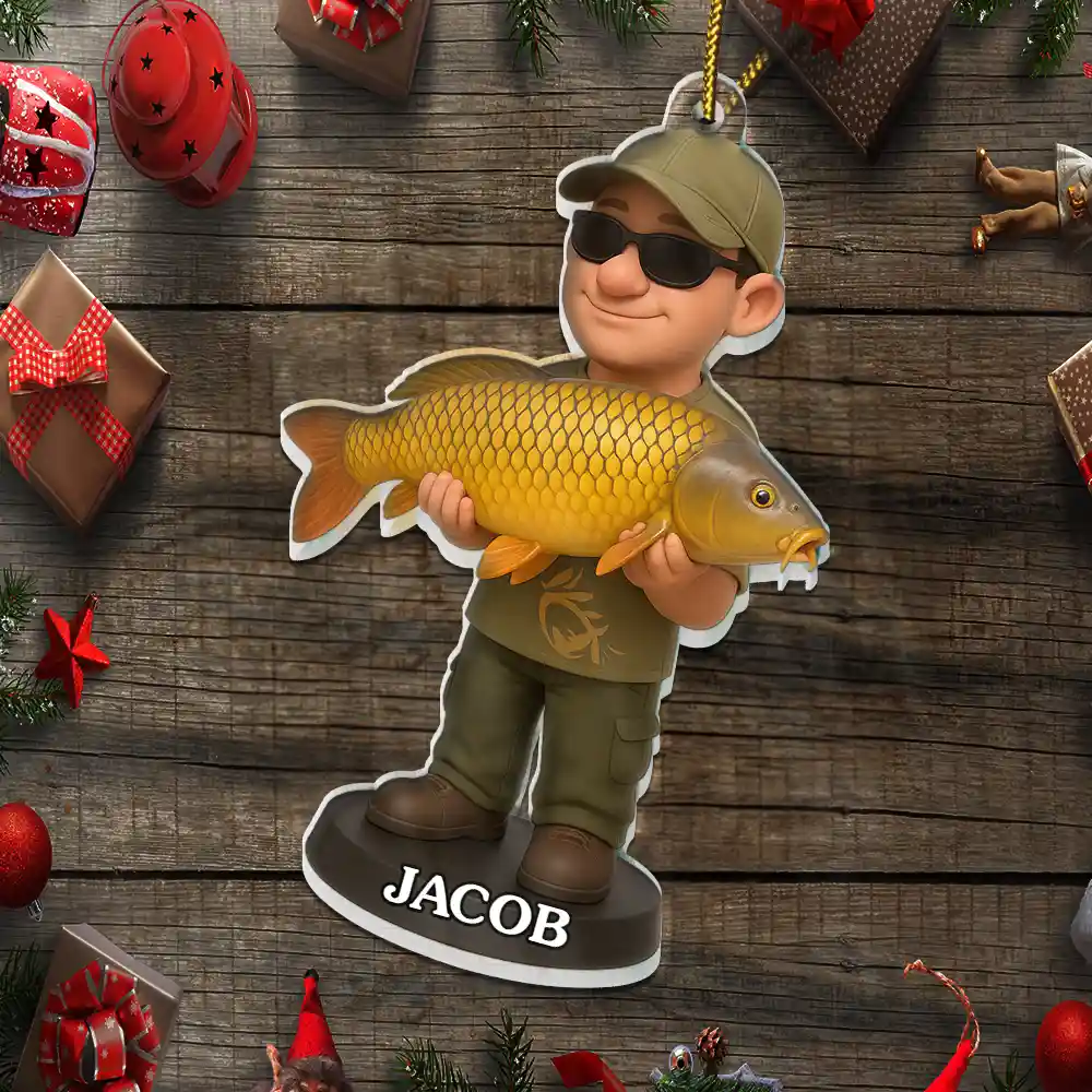Custom Photo 3D Effect Figure Art Fishing Fisherman - Personalized Custom Shaped Acrylic Ornament - Image 5