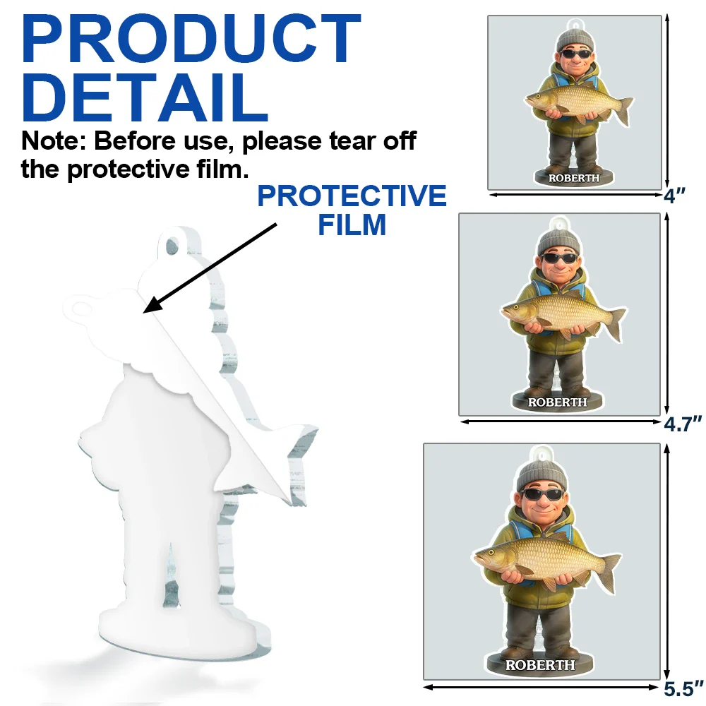 Custom Photo 3D Effect Figure Art Fishing Fisherman - Personalized Custom Shaped Acrylic Ornament - Image 6