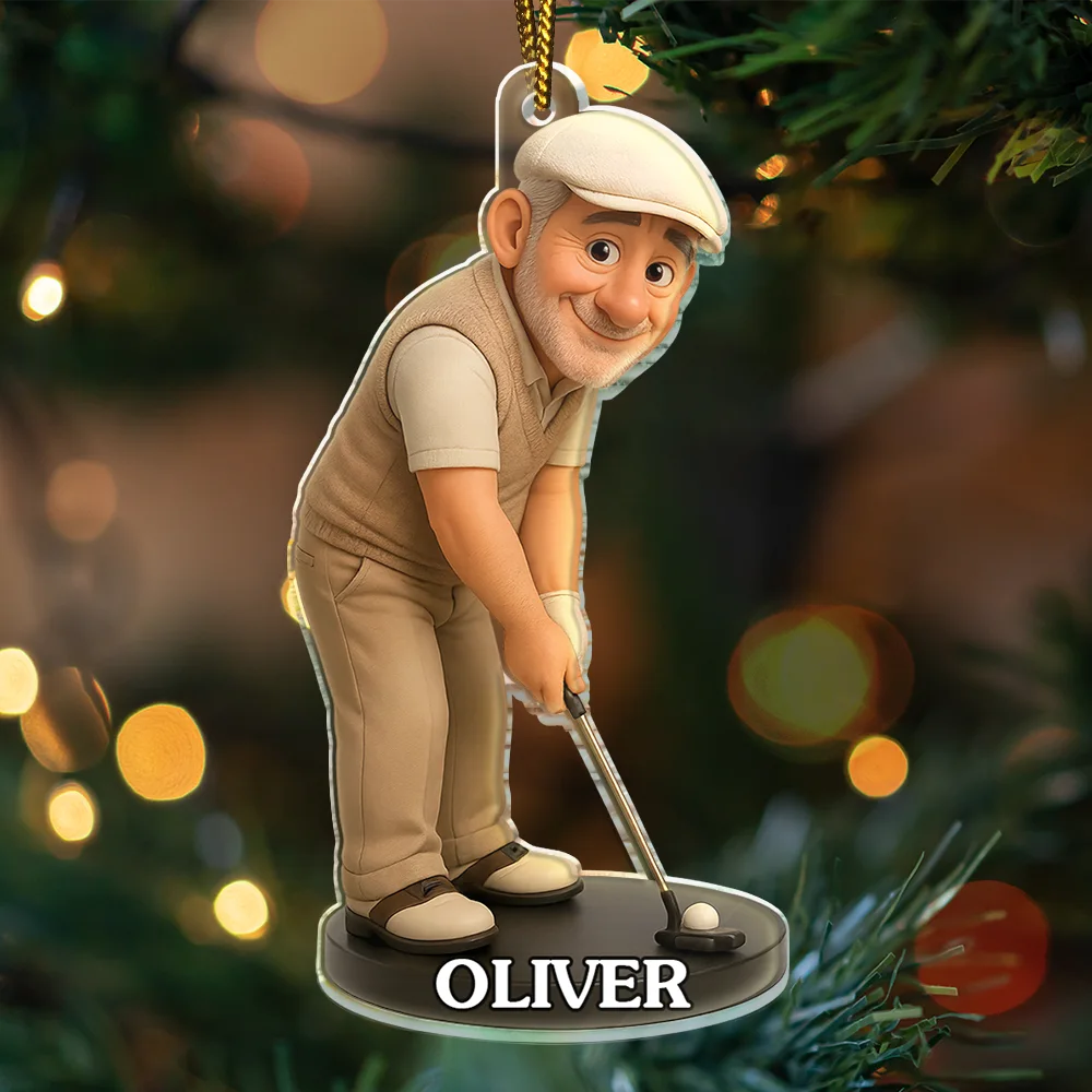 Custom Photo 3D Effect Figure Art Golf Lover - Personalized Custom Shaped Acrylic Ornament - Image 3